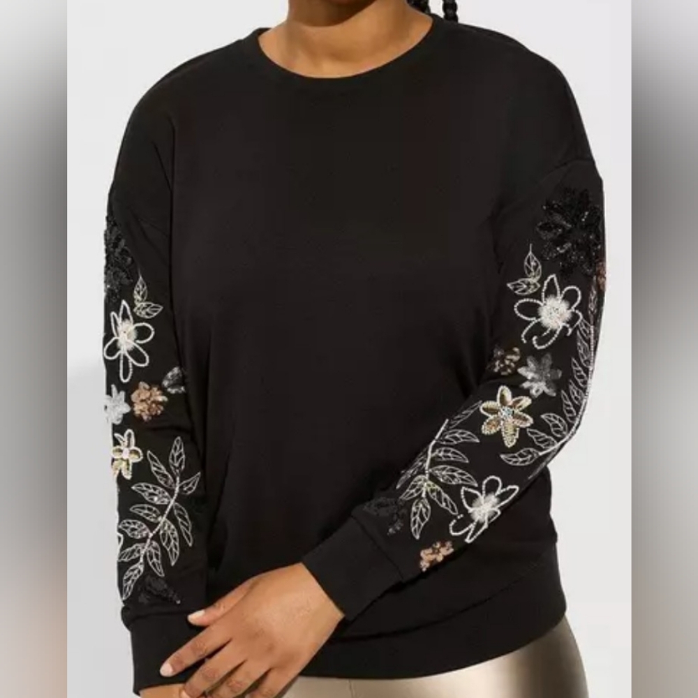 TORRID Ponte Crew Neck Sequin Sleeves Sweatshirt 3x/22-24